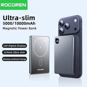 로코렌 10000mAh 마그네틱 파워뱅크 고속 충전 5000mAh 파워뱅크 휴대용 무선 충전기 배터리 아이폰 17 16 프로 맥스용