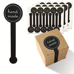100/200pcs 블랙 감사합니다 긴 씰링 스티커 푸딩 병 스티커, 베이킹 상자 라벨 스티커, 베이킹, 수공예품