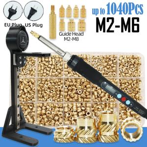 열 세트 삽입 도구 M2 M3 M4 M5 M6 M8 납땜 다리미 팁 황동 나사 삽입 너트, 핫멜트 플라스틱 너트 키트 인쇄 3D 인서트