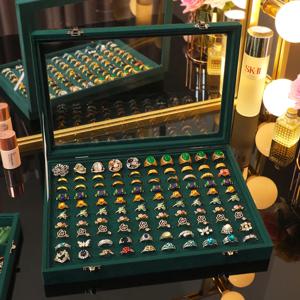 덮여 벨벳 백 자리 반지 상자 보관 상자 대용량 보석 상자 반지 상자 쌍 보석 상자 스톨 디스플레이 상자