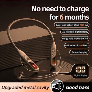 BT8 무선 블루투스 이어폰 헤드폰 야외 스포츠 헤드셋 V5.3 디스플레이 버튼 제어 이어 버드 음악용