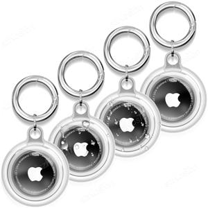 에어태그 거치대 방수 실리콘 보호 케이스, 키체인 보호 커버, 에어 태그 개 칼라 수하물 키용, 4 팩