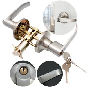 우아한 스테인레스 스틸 문짝 레버 잠금 장치, 침실 및 욕실 문용 세련된 잠금 문짝 핸들, 3 키