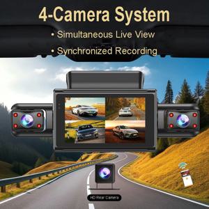 4K 4채널 숨김형 차량용 블랙박스 (앱 지원, 24시간 주차 모드, G센서, 동작 감지, 루프 녹화, 타임랩스, 스텔스 녹화, 야간 시야, WDR)