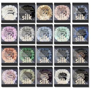 순수 뽕나무 실크 헤어 스크런치 실크 헤어 타이 헤어밴드 포니테일 홀더, 단색 천연 헤어 액세서리, 2 개 100%