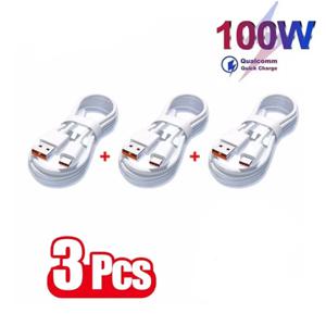삼성 화웨이 샤오미 레드미용 3개입 6A 100W C타입 초고속 충전 케이블 데이터 케이블 (USB C 케이블)