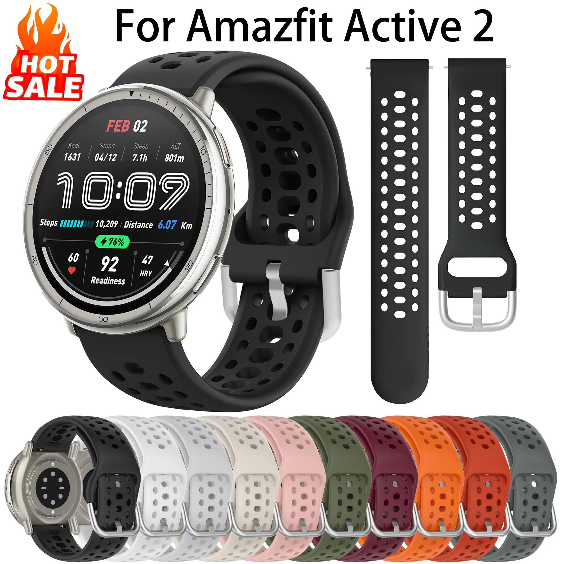 Amazfit Active 2 스포츠 통기성 팔찌 지능형 Correa Amazfit Active2 시계 밴드 액세서리 용 기존 실리콘 스트랩