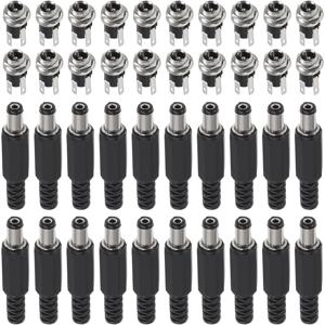 5SETS 5.5x2.1MM DC 전원 플러그 잭 암 패널 마운트 커넥터 키트 잠금 솔리드 구리 수 플러그 커넥터 및 암