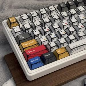 만화 스타일 다채로운 혼합 빛 Keycaps 원래 공장 높이 136 키 세트 클래식 미니멀 스타일 기계 Keycap 장식