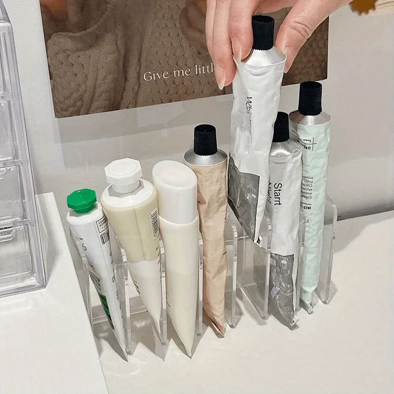 1pc 플라스틱 투명 7 슬롯 화장품 주최자 다기능 메이크업 홀더 홈 오피스 욕실 드레싱 테이블 정렬 상자