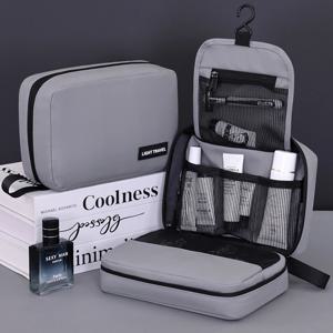 남성용 접이식 세면도구 가방 여행용 비즈니스 다층 여러 포켓 화장품 메이크업 케이스 남성용 걸이식 수납 정리함 세면 가방