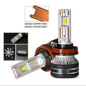 2개 H7 LED 헤드라이트 캔버스 H1 H4 H11 H8 H9 9005 9006 HB3 HB4 고출력 6000K 백색광 듀얼 구리 튜브 차량용 라이트
