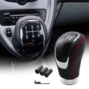 5단 가죽 레드 스티치 기어 시프트 노브 유니버설 자동차 기어 스틱 시프트 노브 레버 수동 변속기 M8 M10 M11 M12