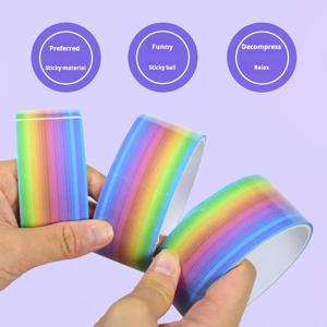 1pcs 레인보우 공 끈적 끈적한 공 롤링 접착제 스트레스 감소 스티커 테이프 편안한 장난감 수제 DIY 만들기