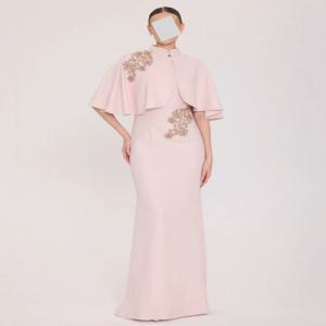 맞춤형 저지 스팽글 하이 칼라 숄 인어 롱 드레스 맞춤형 행사 정장 저녁 중국 스타일 우아한