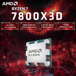 AMD Ryzen 7 7800X3D 게이밍 CPU - 8코어/16스레드 최대 5.0GHz, 104MB 캐시(96MB 3D V-Cache), 소켓 AM5 - 트레이 프로세서 - 쿨러 미포함