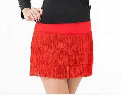 새로운 라틴 댄스 스커트 여성용 하프 길이 태슬 숏 퍼포먼스 의상 성인 연습 아동 훈련 대회복