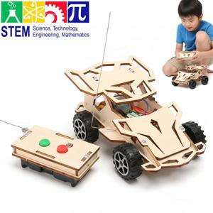 DIY 나무 원격 조종 자동차 키트 STEM 조립 장난감 교육용 과학 프로젝트 무선 레이싱카 어린이 청소년 선물
