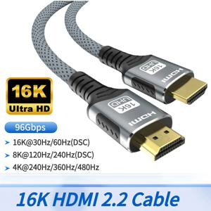 16K HDMI 2.2 케이블 96Gbps 8K@120Hz 4K@240Hz 2K@360Hz HDMI 2.1 eARC HDR10+ 지원 PS5/PS6 노트북 게임/홈 시어터용