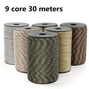 30M 550 군용 표준 9 코어 파라코드 로프 4mm 야외 낙하산 줄 생존 우산 텐트 끈 랜야드 스트랩 빨랫줄