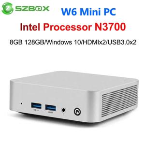 SZBOX W6 미니 PC 인텔 프로세서 N3700 미니 PC 윈도우 10 8GB 128GB M.2 SATA SSD 4K HDMIx2 USB3.0x2 TYPE C 오피스 미니 PC