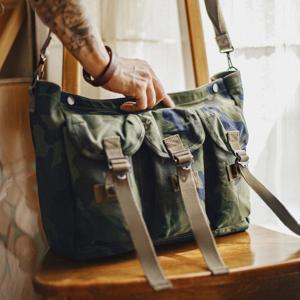 마덴 남성용 빈티지 전술 크로스바디 백 카모플라주 코튼 메신저 백 대용량 아웃도어 정글 훈련 숄더 팩