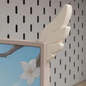 한 쌍의 3D 프린팅 귀여운 장식품 E-스포츠 룸 핑크 날개 모니터 장식품 창의적인 선물 친구용