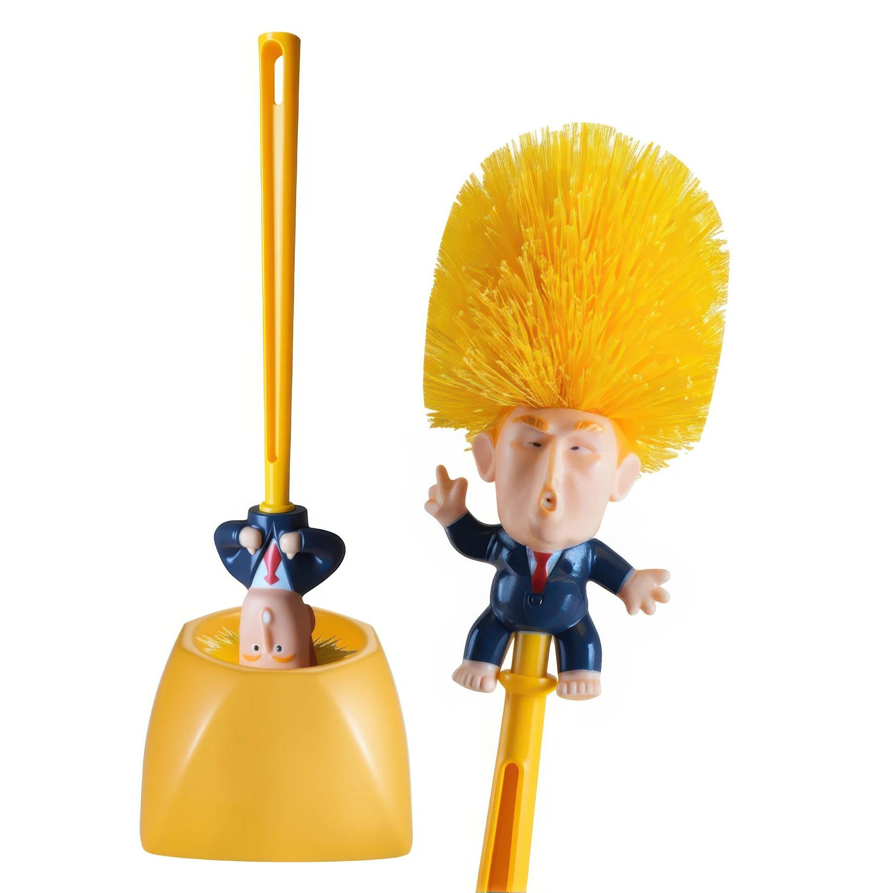 재미있는 노란 머리 만화 캐릭터 화장실 브러시와 홀더 |   창의적인 욕실 청소제 |   성인, 친구, 파티 재미를 위한 독특한 장난 선물