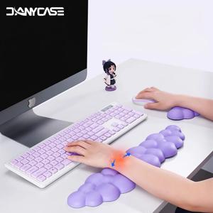 키보드 클라우드 손목 받침대 미끄럼 방지 데스크 매트 메모리폼 팜 레스트 인체공학적 마우스 패드 타이핑 손목 받침대 (사무실용)