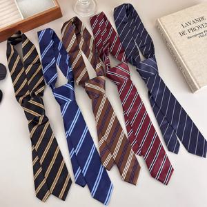 트렌디하고 달콤하면서도 엣지한 스쿨 스타일 스트라이프 타이 여성 학생 유니폼 니치 디자인 셔츠 캐주얼 다용도 스카프 액세서리