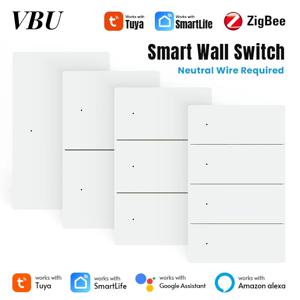VBU Zigbee 벽 조명 스위치 1/2/3/4/6 중립 음성 제어 기능이 있는 스마트 스위치 Alexa Google Home Tuya Control과 함께 작동