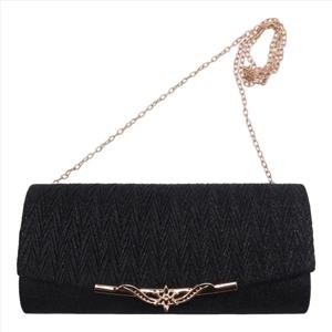 ABQR 여성 이브닝 백 파티 연회 반짝이 가방 여성용 웨딩 클러치 핸드백 체인 숄더백(블랙)