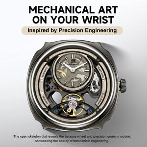 다니엘 고먼 고품질 남성용 오토매틱 시계, 스타일리시한 스포츠 실리콘 스트랩, 5ATM 방수, 기계식 시계 DG8127