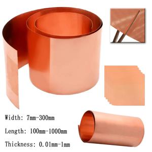 1개 99.9% 순수 구리 호일 시트 플레이트 폭 7-300mm, 길이 100-1000mm, 두께 0.01-1mm, DIY 공예용