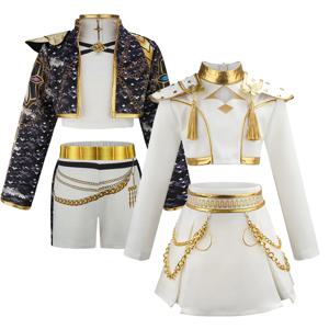 할로윈 K-POP 코스튬 소녀용 루미 3피스 블랙 퍼포먼스 세트 데미닉 헌트리스 소녀 조이 코스프레 워크쇼 드레스