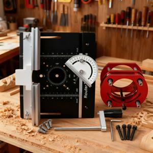 1세트 알루미늄 라우터 테이블 인서트 플레이트 또는 65mm 직경 범용 트리밍 머신용 라우터 리프트 (마이터 게이지 프로파일 펜스 포함)