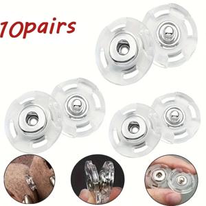 10 쌍 투명 패스너 재봉 액세서리 보이지 않는 아크릴 스냅 패스너 라운드 DIY 프레스 스터드