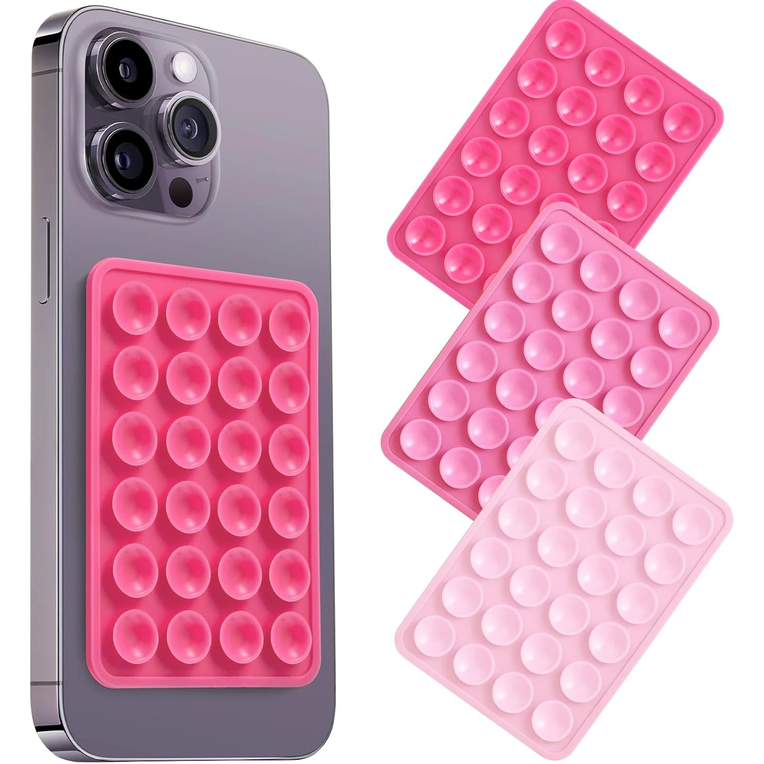 실리콘 흡착식 휴대폰 케이스 마운트 양면, 강력한 그립 핸즈프리 홀더 셀카 비디오용, 아이폰 안드로이드 호환