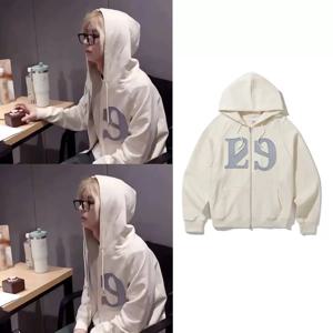 Zhang Ying Dong Si Cheng 후드티 2025 가을 겨울 자수 문자 지퍼 여성용 루즈핏 긴팔 코튼 스웨트셔츠