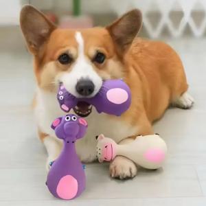 1개입 뚱뚱한 만화 캐릭터 물림 방지 라텍스 소리 나는 강아지 장난감 보라색 코끼리 흰색 소 갈색 선택 가능