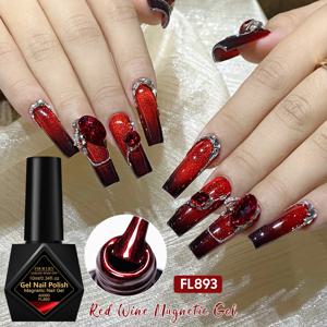 10ml 레드 와인 마그네틱 네일 젤 폴리쉬 DIY 매니큐어 네일 아트 바니쉬 홈 살롱용 오래 지속되는 UV LED 바니쉬 쉽게 바르기