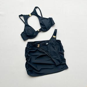 3피스 비키니 2026 섹시 여성 수영복 여성용 솔리드 푸쉬업 비키니 세트 비키니 수영복 커버업 비치웨어