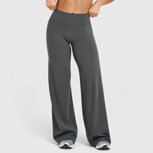 여성용 하이웨이스트 와이드 레그 요가 팬츠 루즈 플레어 레깅스 뱃살 보정 스트레이트 운동 바지 캐주얼 라운지 팬츠 피트니스