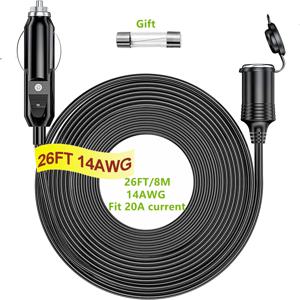 자동차 시가 라이터 연장 코드 자동차 분배기 충전기 케이블 소켓 플러그 15A 퓨즈와 12V 24V 자동차 액세서리