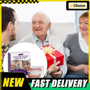 실리콘 리라인 틀니 세트 내마모성 부드러운 틀니 가짜 치아 무독성 치아 상하 세트 남녀용