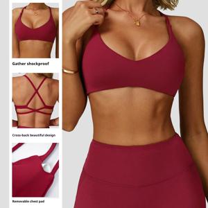 스포츠 브라 하이 임팩트 서포트 여성 짐 언더웨어 푸쉬업 백 크로스 요가 크롭탑 러닝 운동 피트니스 필라테스 솔리드 컬러