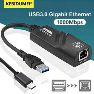 10/100/1000Mbps USB 3.0 유선 USB 타입C에서 RJ45 랜 이더넷 어댑터 RTL8153 네트워크 카드 PC 맥북 윈도우 노트북용