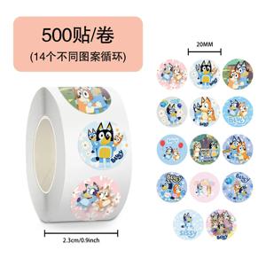 500개/롤 만화 블루이 애니메이션 스티커 DIY 스케이트보드 노트북 기타 전화기 씰 라벨 데칼 장식 스티커 장난감 선물