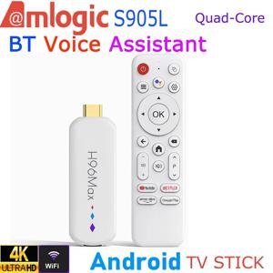 H96 MAX M20 암로직 S905L 안드로이드 TV 스틱 쿼드 코어 4K 비디오 WiFi 블루투스 음성 어시스턴트 리모컨 미디어 플레이어 스마트 TV 박스