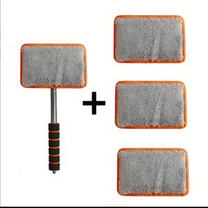 4pcs 자동차 앞유리 와이퍼, 김서림 방지 및 먼지 제거를 위한 금속 막대가 있는 텔레스코픽 유리 청소 천, 자동차 청소 액세서리